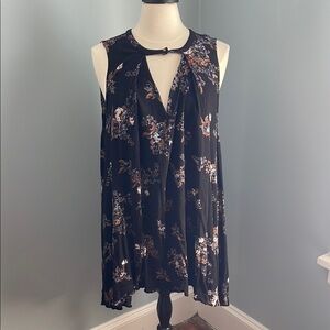 Floral Sleeveless Black Babydoll Dress